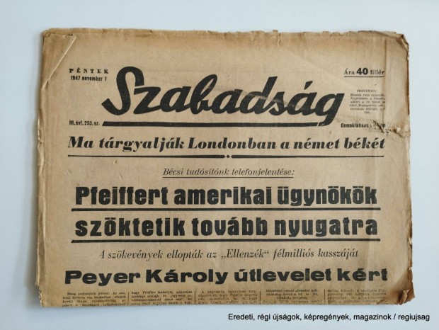 1947 november 7 / Szabadsg / jsg - Magyar / Ssz.: 26837