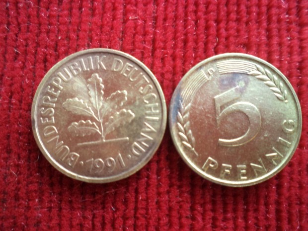 1950 s 91-es NSZK 5 pfennig elad