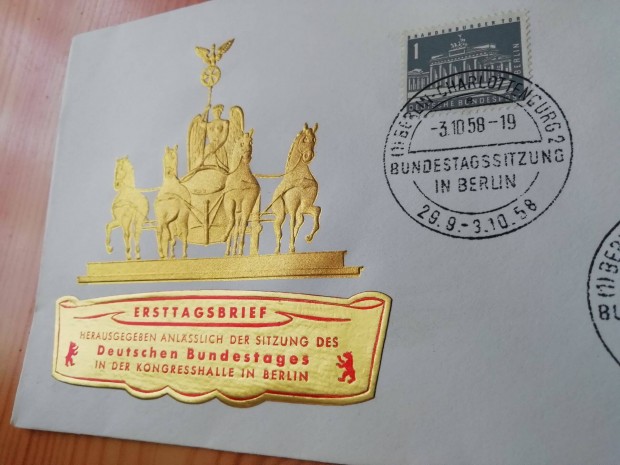 1958-as aranynyomatos sorszmos Nmet FDC ritka db