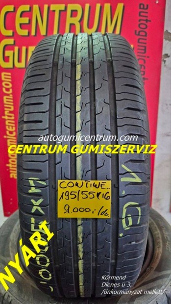 195/55r16 használt nyári gumi Continental 4db 1.g 9.000 Ft