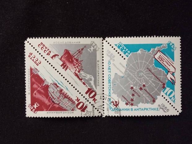 1966 Szovjetni Az Antarktisz-kutats 10. vfordulja blyegsor kompl