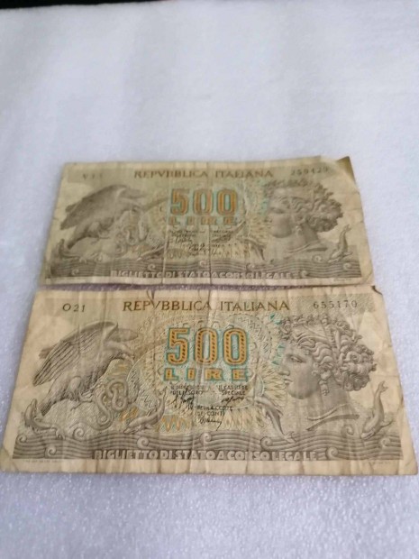 1966 / 2 db 500 Lira Hasznlt Olaszorszg