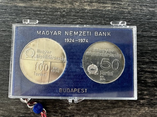 1974 ezst  Magyar Nemzeti Bank pr 100 + 50 Forint eredeti tokban!