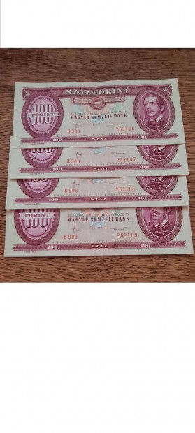 1984 100 Forint , UNC, Sorszmkvet 4 db