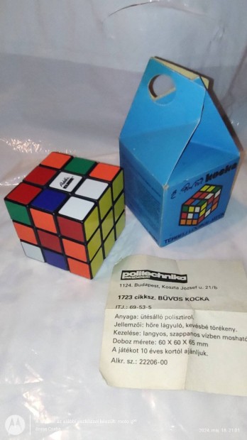 1986-os Rubik Kocka, eredeti csomagolsban.