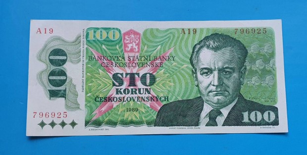 1989 100 Korona Csehszlovkia a UNC. Ritka!!!