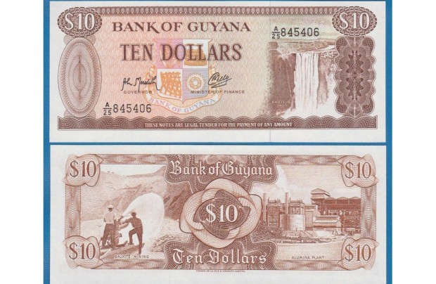 1989 / 10 Dollars UNC Guyana (MM)