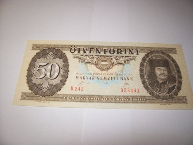 1989 vjrat 50 forintos. D242. Utols kiads. Kp szerint