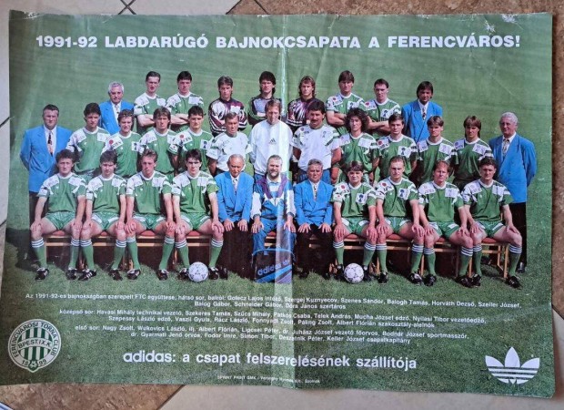 1991-1992 A Ferencvros 1992-1993. vi labdarg csapata, / plakt