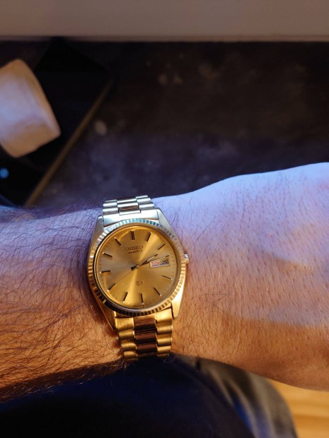 1991-es Seiko SQ 5y2Elad3-8A60 quartz Datejust gold frfi