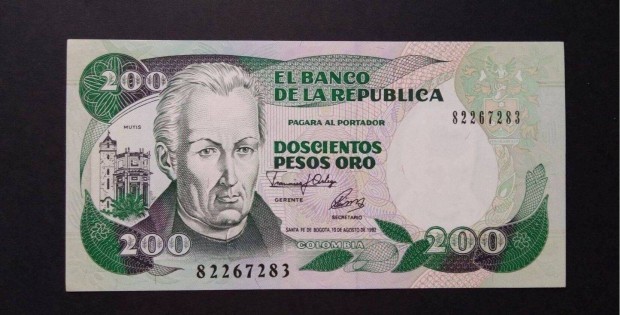 1992 / 200 Peso UNC Kolumbia (WW)
