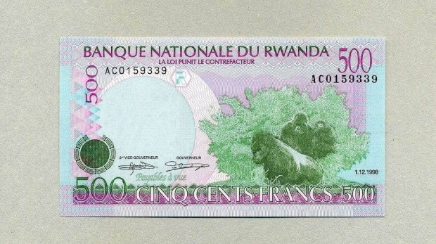 1998 / 500 Francs UNC Rwanda