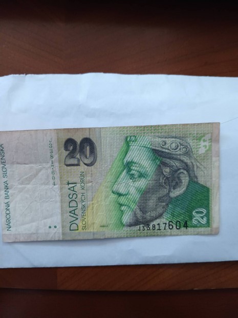 1999 szlovk 20 korona bankjegy