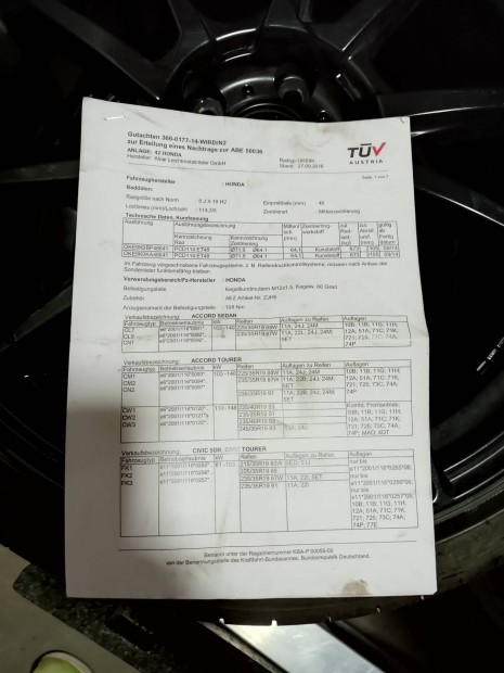 19" Honda Civic alufelni, Kumho Ecsta nyári gumikkal