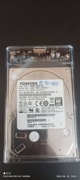 1TB külső kicsi HDD Toshiba