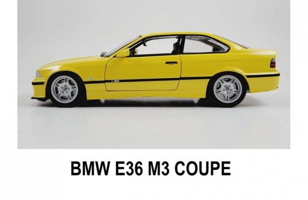1:18 BMW E36 M3 dakarsárga hibátlan autó modell (U.T. gyártmány