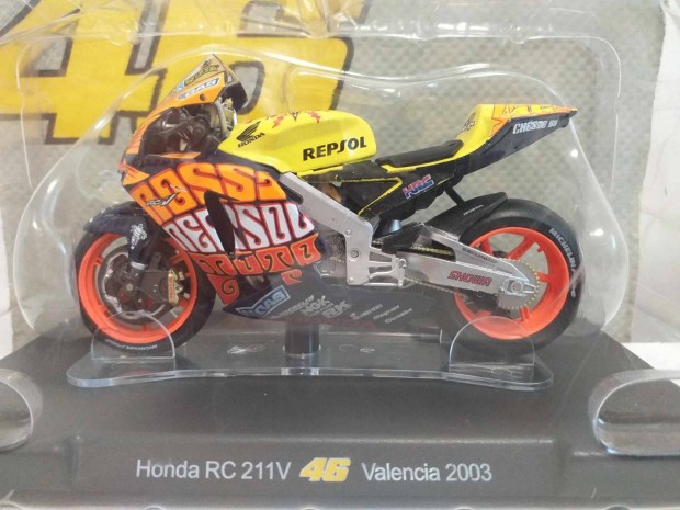 1/18 motor modell, makett Valentino Rossi Honda RC211V 2003 Valencia