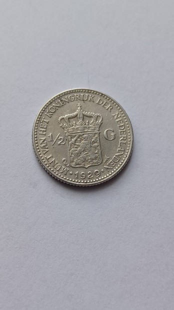 1/2 Gulden 1929 Ezst, Hollandiai rgi pnz Elad !