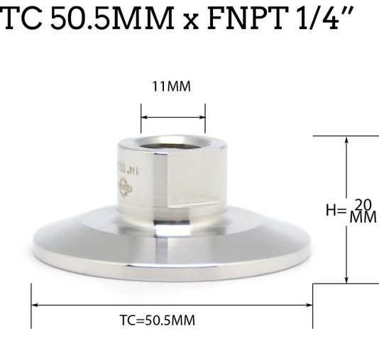 1,5"-os tri-Clamp talakt 1/4"-os bels menet (3817)