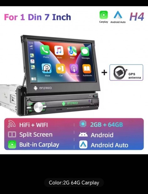 1 DIN Android 7" rints Fejegysg 2/64Gb