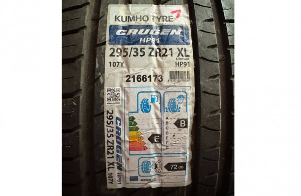 1 db Új Kumho Crugen HP91 XL 295/35 R21 107Y Autó Gumi Gumiabroncs