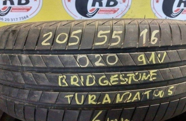1db 205/55 r16 Bridgestone Turanza T005 nyári 2020 6 mm 12000 Ft