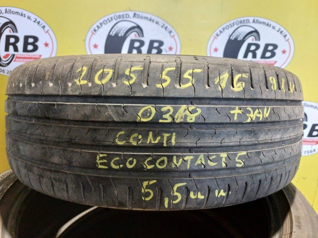 1db 205/55 r16 Continental Eco Contact 5 nyri 2018 5,5mm 10000 Ft