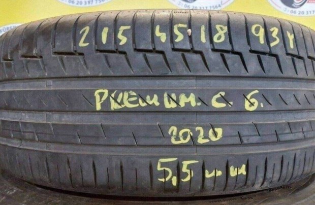 1db 215/45 r18 Continental Premium Contact 6 nyári 2020 5,5mm 12000 Ft