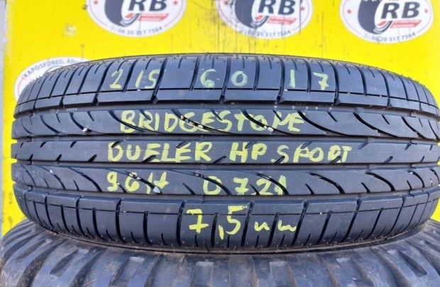 1db 215/60 r17 Bridgestone nyári 2021 7,5mm 30000 Ft