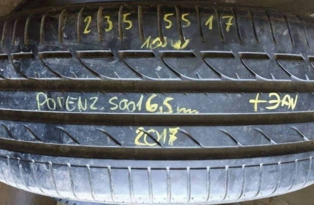 1db 235/55 r17 Bridgestone Potenza S001 nyári 2017 6,5mm 15000 Ft