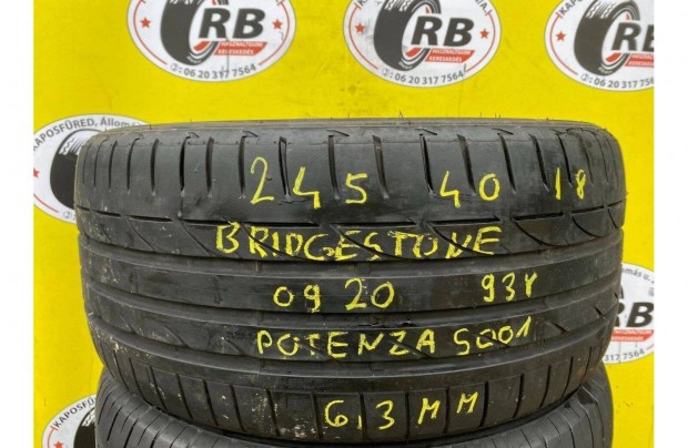 1db 245/40 r18 Bridgestone nyári 2020, 6,3mm, 25000ft