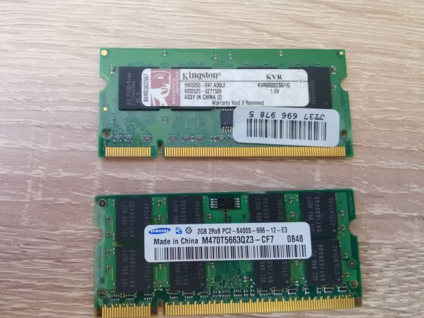 1db Kingstone 1GB s 1db Samsung 2Gb DDR 2 RAM 800Mhz