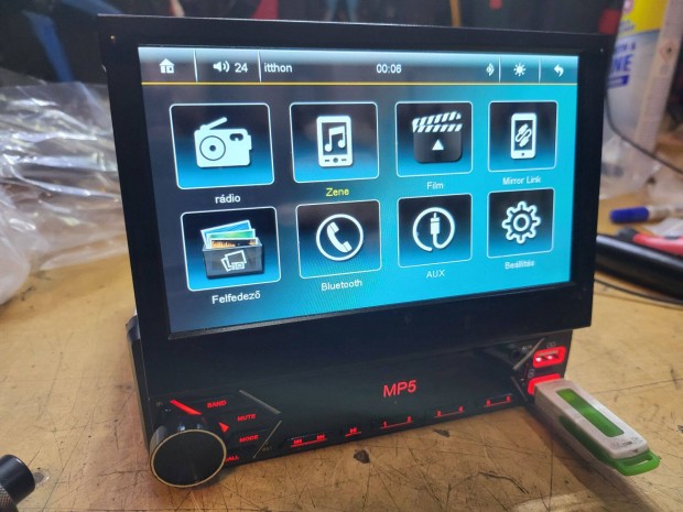 1din 7" monitoros fejegysg (jszer, BT, mirror, usb)