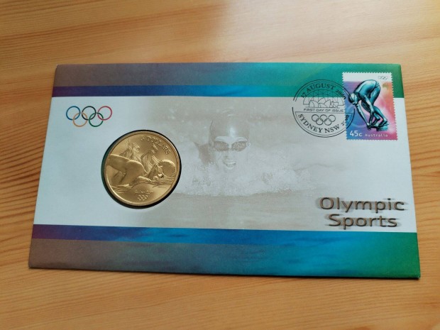 2000-res Sydney Olimpia 5 Dollros sz emlkpnz FDC-ben