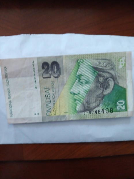 2001 szlovk korona 20 bankjegy 