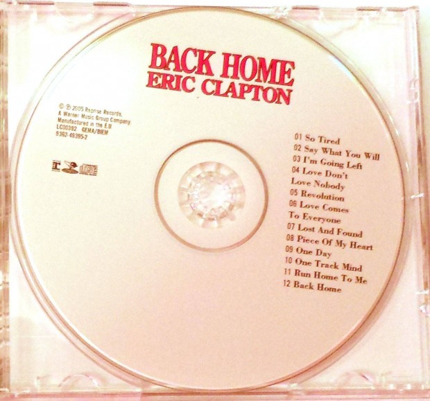 2005-s CD Eric Clapton stdialbum Back Home cmmel elad
