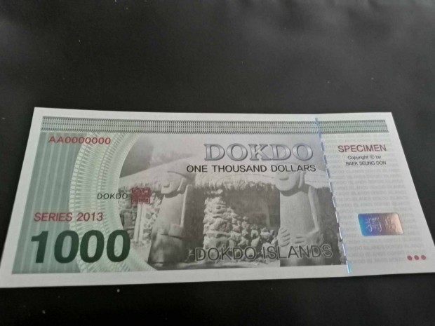 2013 / 1000 Dollr UNC Dokdo-Szigetek (Korea)