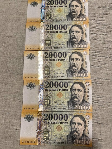 2017 GA sorszmkvet 20.000 Forintos bankjegyek