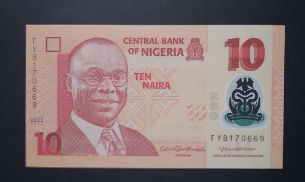 2022 / 10 Naira UNC Nigria (VVM) Polymer!