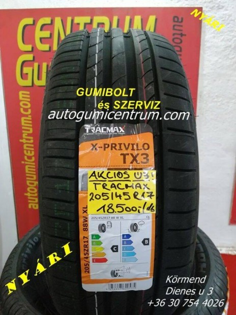 205/45R17 Tracmax akcis nyri gumi 18.500 Ft