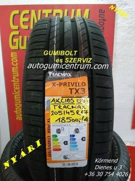 205/45r17 nyri gumi jak -Tracmax. 18.500 Ft