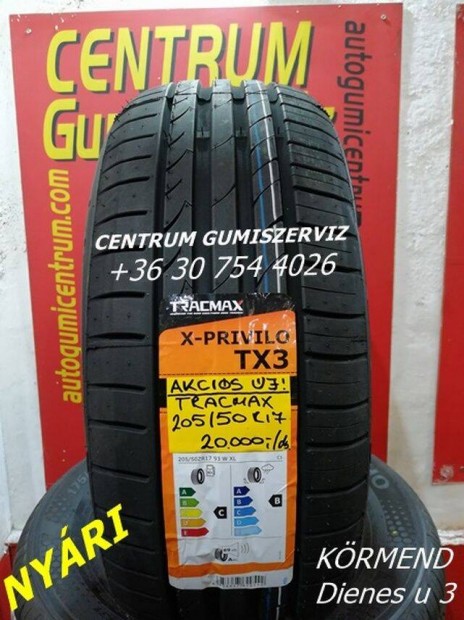 205/50R17 Tracmax akciós nyári gumi 20.000 Ft