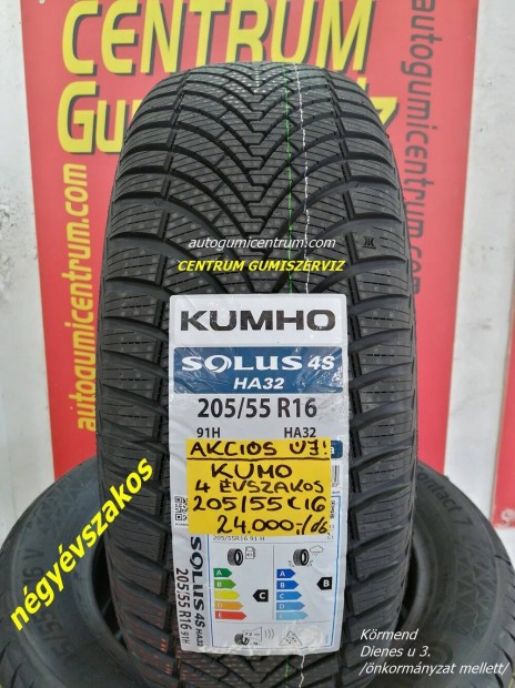 205/55R16 Kumho négyévszakos gumi 24.000 Ft