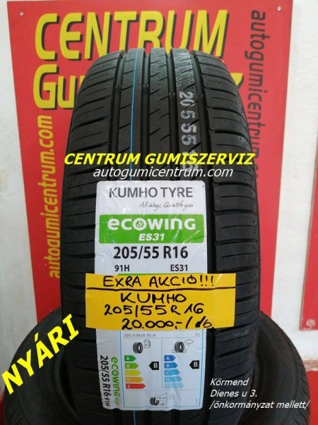 205/55R16 Kumho j nyri gumi 20.000 Ft