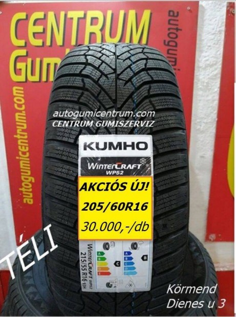 205/60R16 H WP52 Wintercraft XL Kumho tli