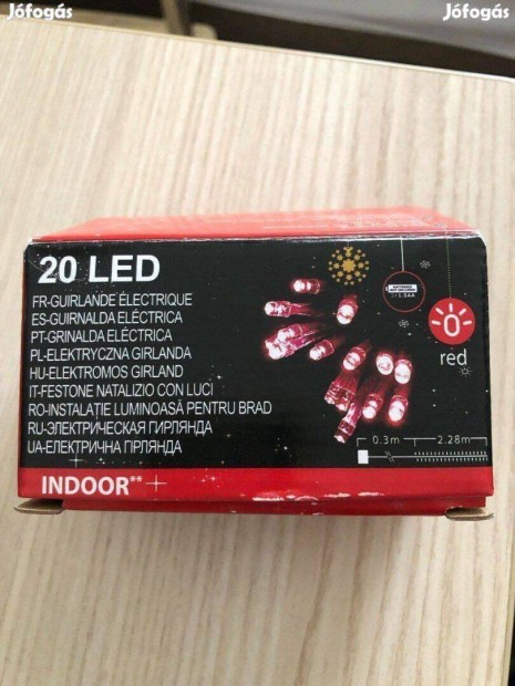 20 LED-es elemes karcsonyi fnyfzr piros kk disz