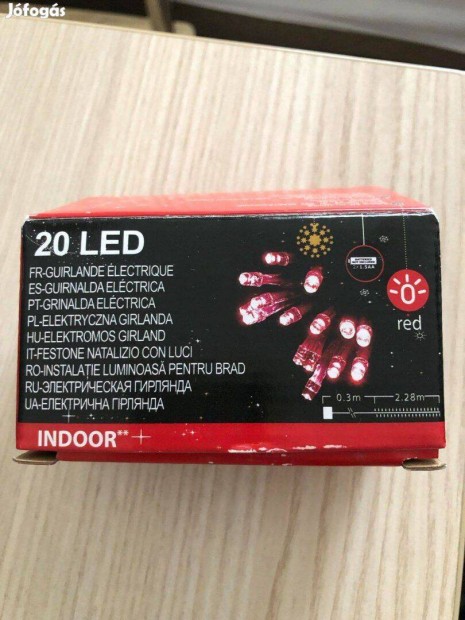20 LED-es elemes karcsonyi fnyfzr piros kk disz