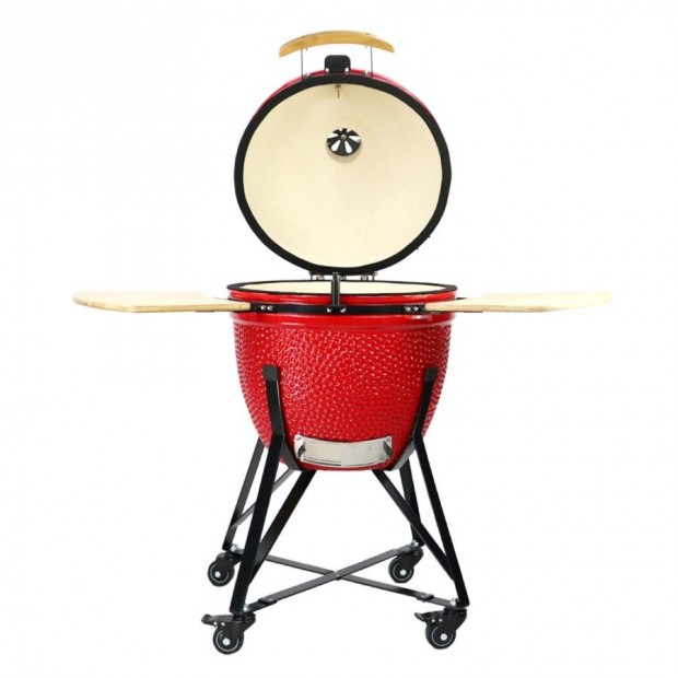 20" Kamado kerámia grill 52cm BBQ piros színű mobilgrill