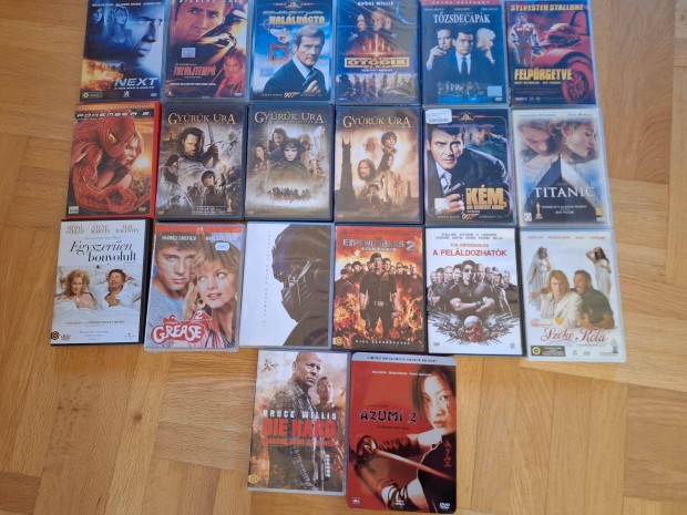 20 db dvd lemez egyben! Feláldozhatók, Gyűrűk ura, Pókember Titanic
