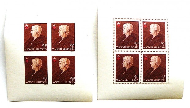 20 f Vöröskereszt bélyeg blokk pár 1942 postatiszta